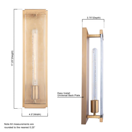 Adelman Gold Metal & Glass 1-Light Dimmable Wall Sconce Home Decor > Lighting > Wall Lighting > Wall Sconces TriadCommerceInc