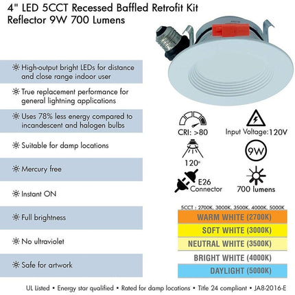4 Inch LED Color Selectable Recessed Retrofit Kit Recessed Lighting TriadCommerceInc