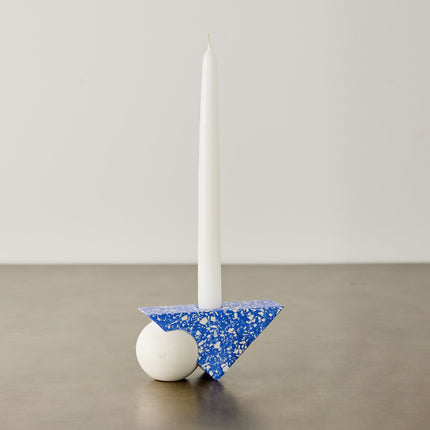 Equilibrium Cobalt Blue Terrazzo Taper Candle Holder Décor TriadCommerceInc