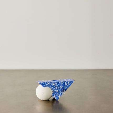 Equilibrium Cobalt Blue Terrazzo Taper Candle Holder Décor TriadCommerceInc