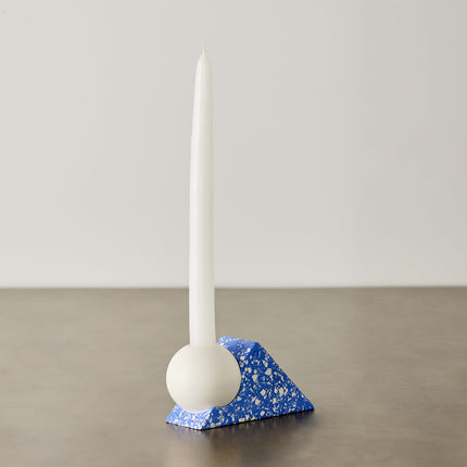 Equilibrium Cobalt Blue Terrazzo Taper Candle Holder Décor TriadCommerceInc