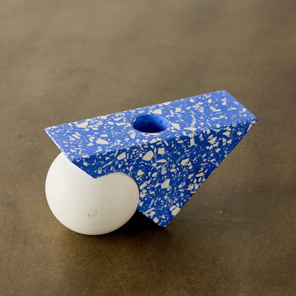 Equilibrium Cobalt Blue Terrazzo Taper Candle Holder Décor TriadCommerceInc