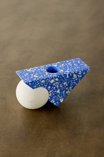 Equilibrium Cobalt Blue Terrazzo Taper Candle Holder Décor TriadCommerceInc