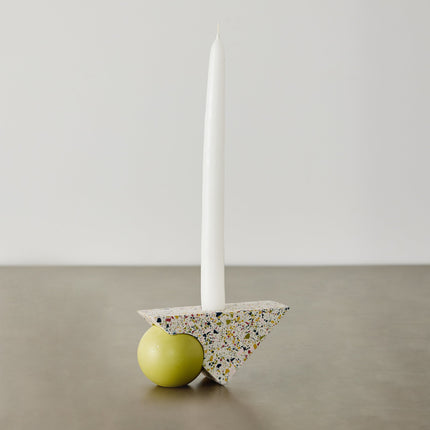 Equilibrium Bright Green & Pink Terrazzo Taper Candle Holder Décor TriadCommerceInc