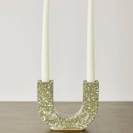 U-shaped Olive Terrazzo Taper Candle Holder Décor TriadCommerceInc