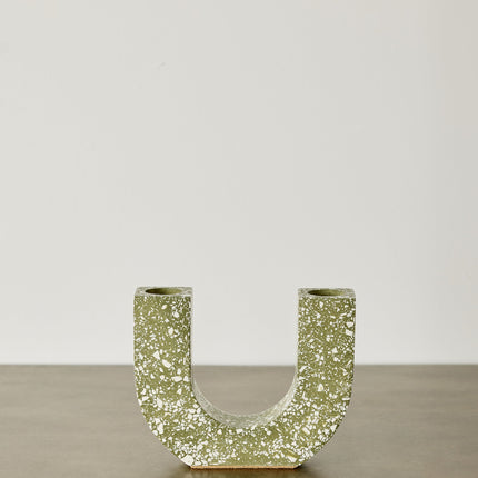 U-shaped Olive Terrazzo Taper Candle Holder Décor TriadCommerceInc