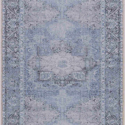 Ice Blue Flat Pile Washable Rug - Clearance Rugs TriadCommerceInc 2'7" x 7'3" Runner