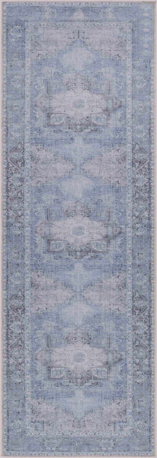 Ice Blue Flat Pile Washable Rug - Clearance Rugs TriadCommerceInc 2'7" x 7'3" Runner
