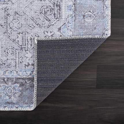 Ice Blue Flat Pile Washable Rug - Clearance Rugs TriadCommerceInc