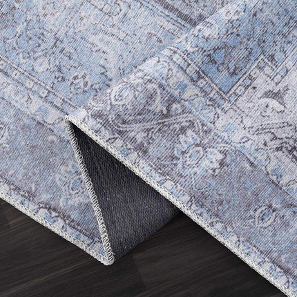 Ice Blue Flat Pile Washable Rug - Clearance Rugs TriadCommerceInc
