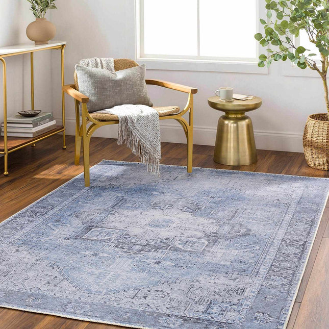 Ice Blue Flat Pile Washable Rug - Clearance Rugs TriadCommerceInc