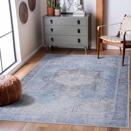 Ice Blue Flat Pile Washable Rug - Clearance Rugs TriadCommerceInc *2' x 2'11" Rectangle