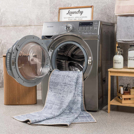 Barny Gray Blue Washable Rug Rugs TriadCommerceInc