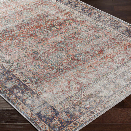 Rust Anahawan Distressed Washable Area Rug - Clearance Rugs TriadCommerceInc