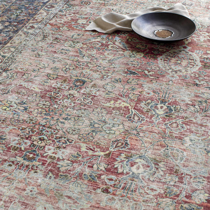 Rust Anahawan Distressed Washable Area Rug - Clearance Rugs TriadCommerceInc