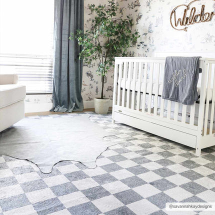 Alie Blue Gray Checkered Washable Rug Rugs TriadCommerceInc 2' x 3' Rectangle