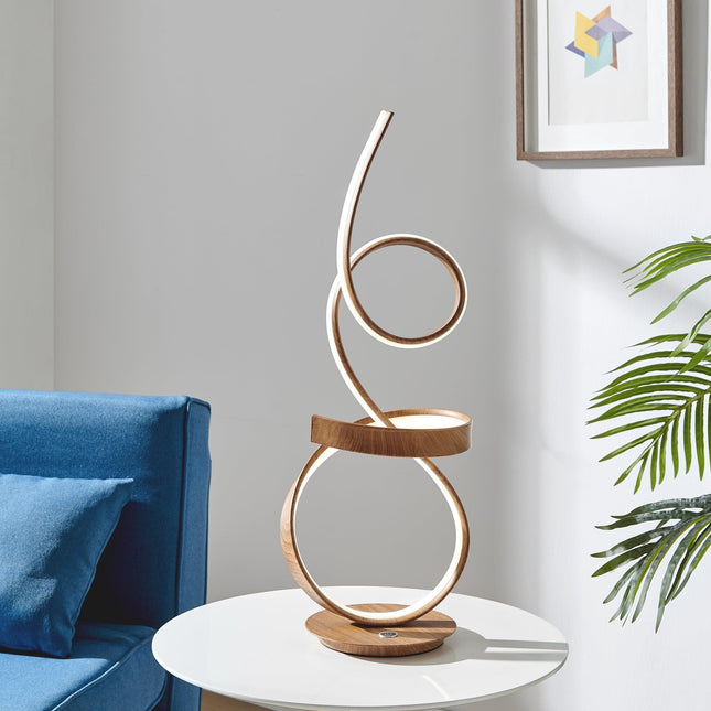 Amsterdam Light Wood Table Lamp LED Strip Touch Dimmer Table Lamp TriadCommerceInc