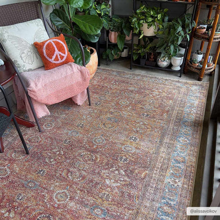 Anshu Peach Washable Area Rug - Clearance Rugs TriadCommerceInc