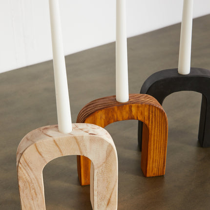 Arch Wooden Taper Candlestick Holder Décor Collection TriadCommerceInc