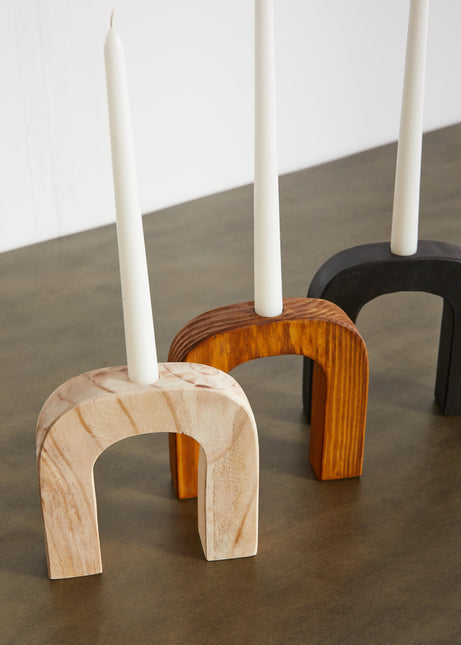 Arch Wooden Taper Candlestick Holder Décor Collection TriadCommerceInc