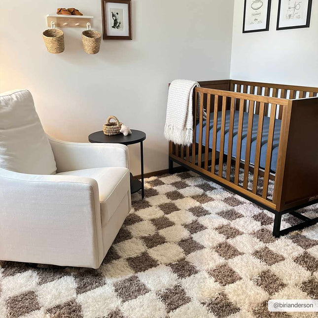 Atira Brown Checkered Area Rug Rugs TriadCommerceInc