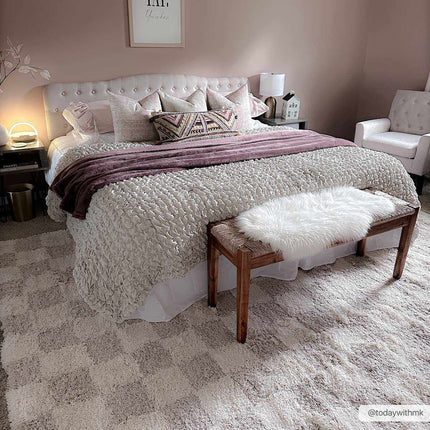 Atira Light Brown Checkered Area Rug Rugs TriadCommerceInc