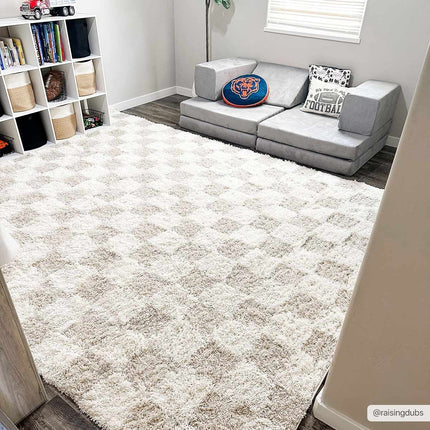 Atira Light Brown Checkered Area Rug Rugs TriadCommerceInc