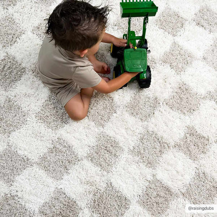 Atira Light Brown Checkered Area Rug Rugs TriadCommerceInc