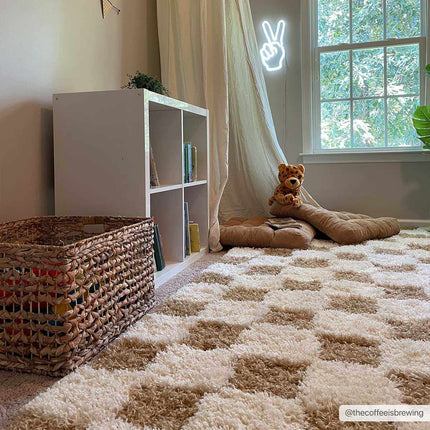 Atira Mustard Checkered Area Rug Rugs TriadCommerceInc