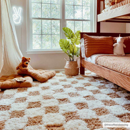 Atira Mustard Checkered Area Rug Rugs TriadCommerceInc