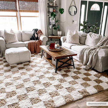 Atira Mustard Checkered Area Rug Rugs TriadCommerceInc