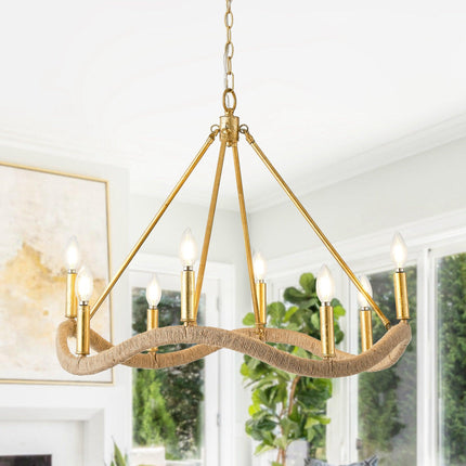 8-Light Golden Modern Candle Chandelier for Elegant Decor Home Decor > Lighting > Ceiling Lights > Chandelier TriadCommerceInc