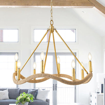 8-Light Golden Modern Candle Chandelier for Elegant Decor Home Decor > Lighting > Ceiling Lights > Chandelier TriadCommerceInc