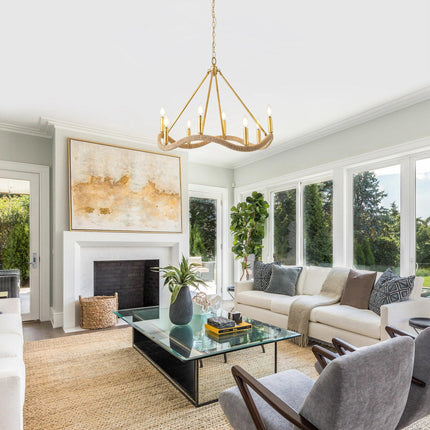 8-Light Golden Modern Candle Chandelier for Elegant Decor Home Decor > Lighting > Ceiling Lights > Chandelier TriadCommerceInc