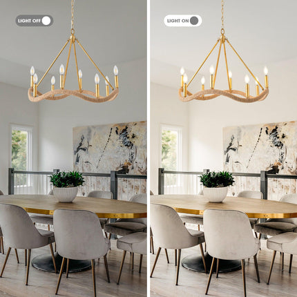 8-Light Golden Modern Candle Chandelier for Elegant Decor Home Decor > Lighting > Ceiling Lights > Chandelier TriadCommerceInc