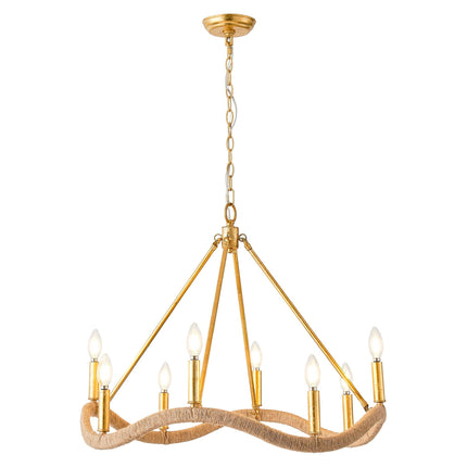 8-Light Golden Modern Candle Chandelier for Elegant Decor Home Decor > Lighting > Ceiling Lights > Chandelier TriadCommerceInc Golden