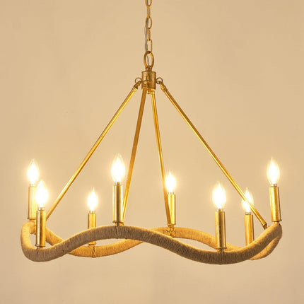 8-Light Golden Modern Candle Chandelier for Elegant Decor Home Decor > Lighting > Ceiling Lights > Chandelier TriadCommerceInc