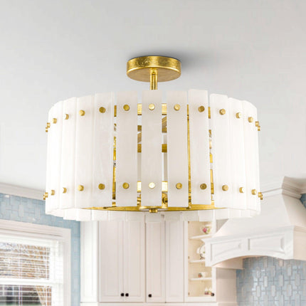 4-Light Modern Drum Marble Semi Flush Mount Fixture Home Decor > Lighting > Ceiling Lights TriadCommerceInc