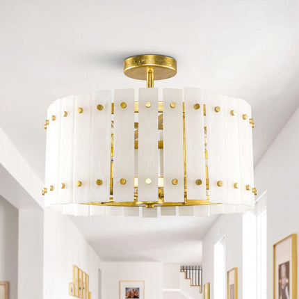4-Light Modern Drum Marble Semi Flush Mount Fixture Home Decor > Lighting > Ceiling Lights TriadCommerceInc