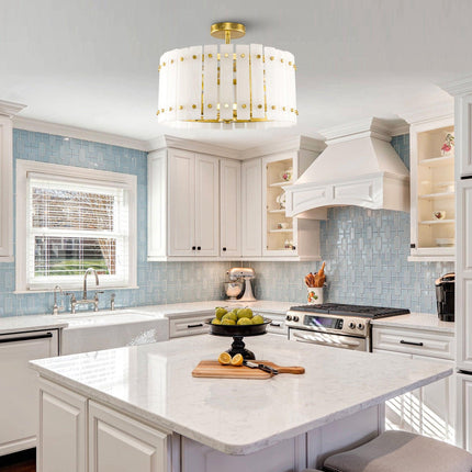 4-Light Modern Drum Marble Semi Flush Mount Fixture Home Decor > Lighting > Ceiling Lights TriadCommerceInc