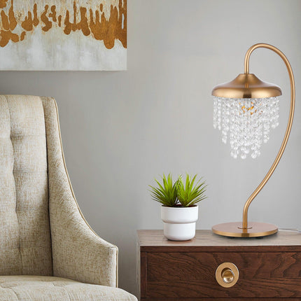 1-Light Golden Modern Table Lamp with Crystal Shade Home Decor > Lighting > Lamp > Table Lamps TriadCommerceInc