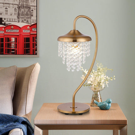 1-Light Golden Modern Table Lamp with Crystal Shade Home Decor > Lighting > Lamp > Table Lamps TriadCommerceInc