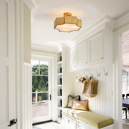 3-Light Vintage Golden LED Semi Flush Mount Ceiling Light Home Decor > Lighting > Ceiling Lights TriadCommerceInc