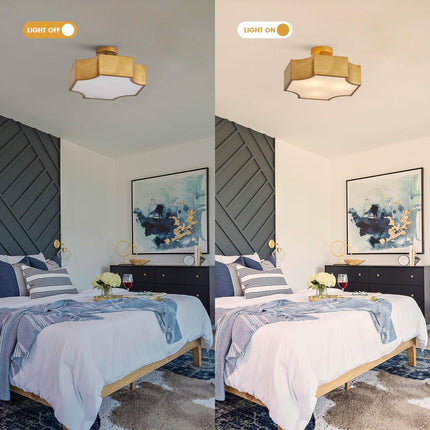 3-Light Vintage Golden LED Semi Flush Mount Ceiling Light Home Decor > Lighting > Ceiling Lights TriadCommerceInc