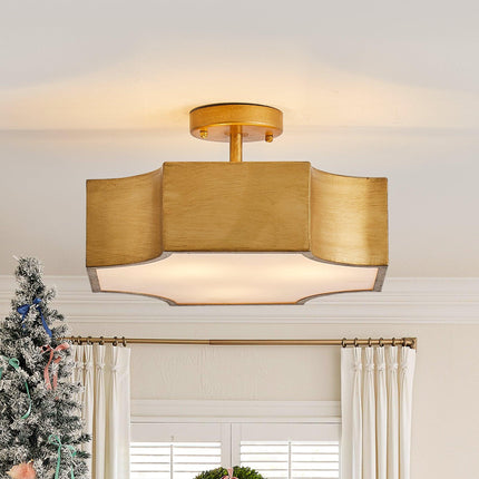 3-Light Vintage Golden LED Semi Flush Mount Ceiling Light Home Decor > Lighting > Ceiling Lights TriadCommerceInc