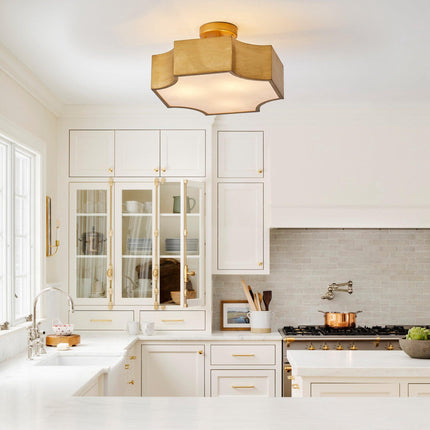 3-Light Vintage Golden LED Semi Flush Mount Ceiling Light Home Decor > Lighting > Ceiling Lights TriadCommerceInc