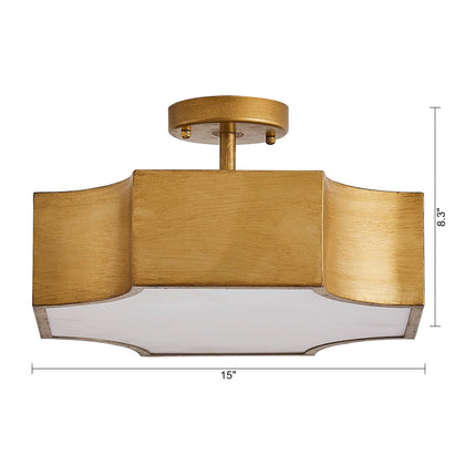 3-Light Vintage Golden LED Semi Flush Mount Ceiling Light Home Decor > Lighting > Ceiling Lights TriadCommerceInc