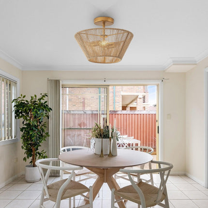 Farmhouse 2-Light Flush Mount Lighting with Rattan Rope Ceiling Fixture Home Decor > Lighting > Ceiling Lights TriadCommerceInc
