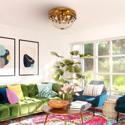 3-Light Golden Bohemian LED Modern Flush Mount Lighting Home Decor > Lighting > Ceiling Lights TriadCommerceInc