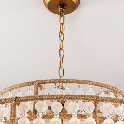 6-Light Antique Gold Farmhouse Drum Beaded Chandelier Home Decor > Lighting > Ceiling Lights > Chandelier TriadCommerceInc
